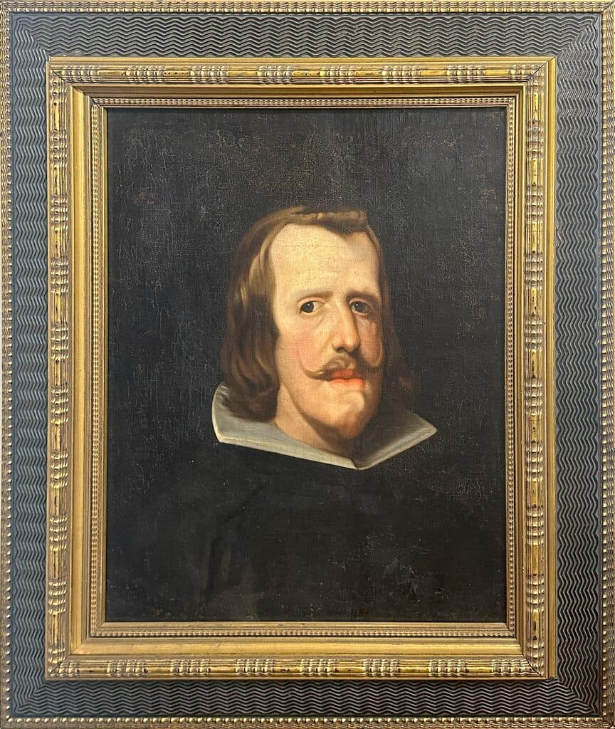 Attribution / Portrait of Phillip IV de Diego Velázquez - Oil on canvas, Siglo XVIII