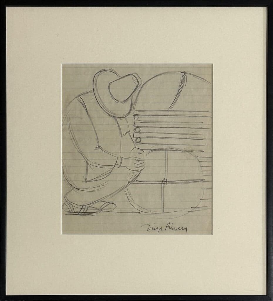 Portrait of a man (Basketweaver) de Diego Rivera - Graphite on paper, 1940s
