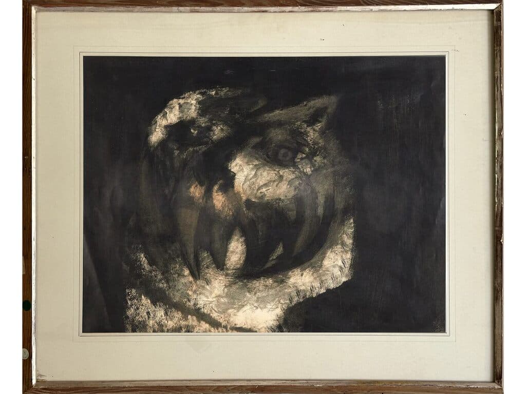 Ferocious Cat de Rafael Coronel - Ink on paper, 1958