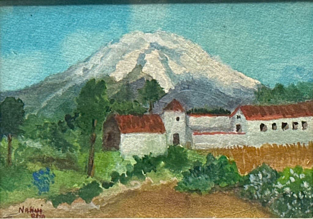 View of Popocatepetl de Nahui Olin - Oil on cardboard, 1940s