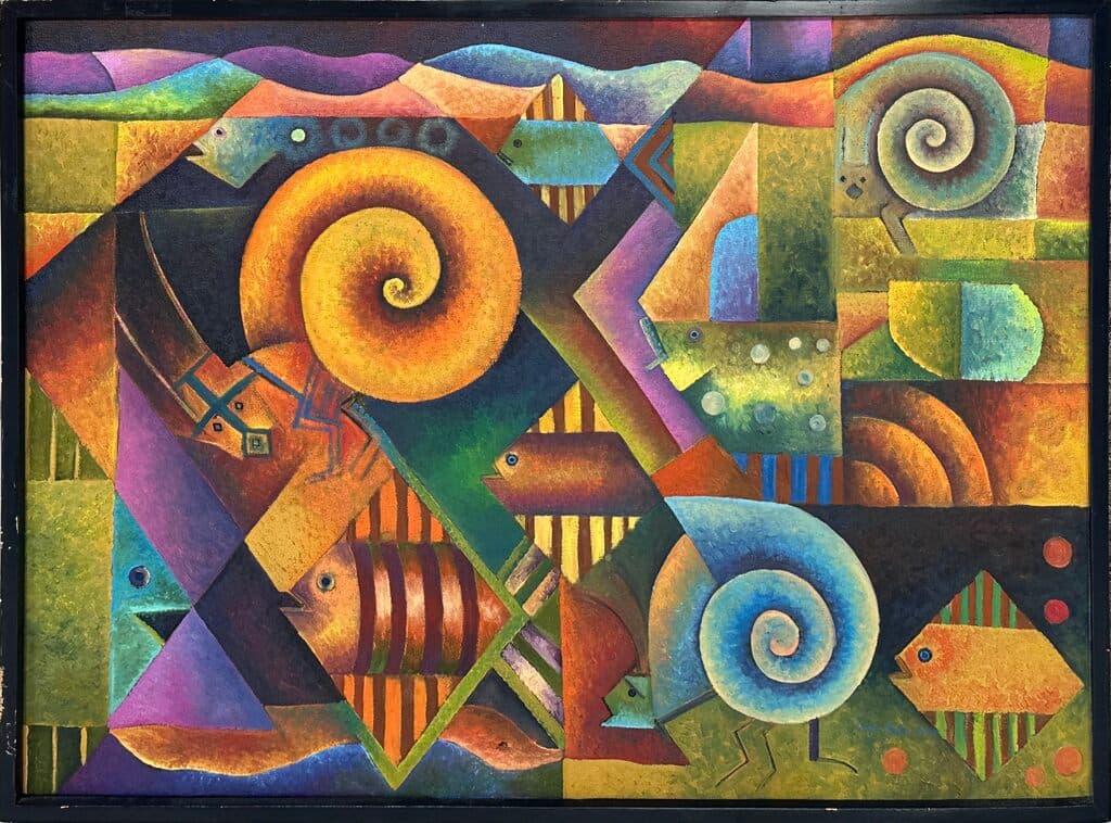 Encuentro cotidiano de Tomás Pineda Matus - Oil on canvas, 2000